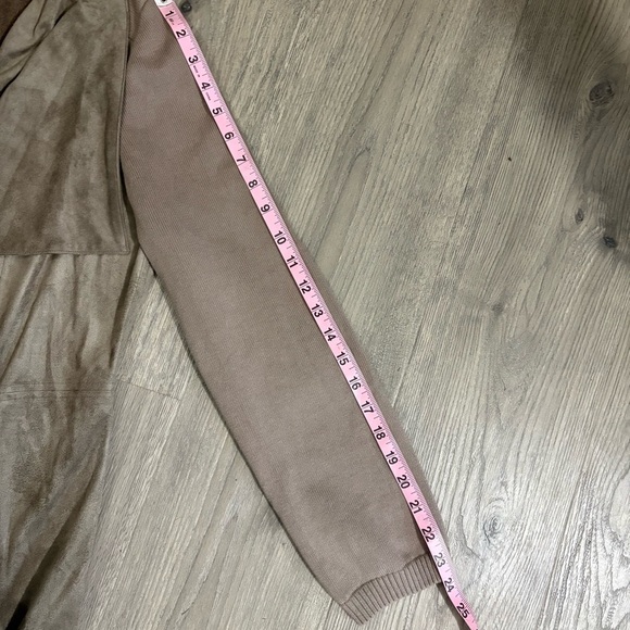 Chicos Faux Suede Open Front Waterfall Cardigan Jacket Women’s Sz 1 Brown Beige - Picture 8 of 12